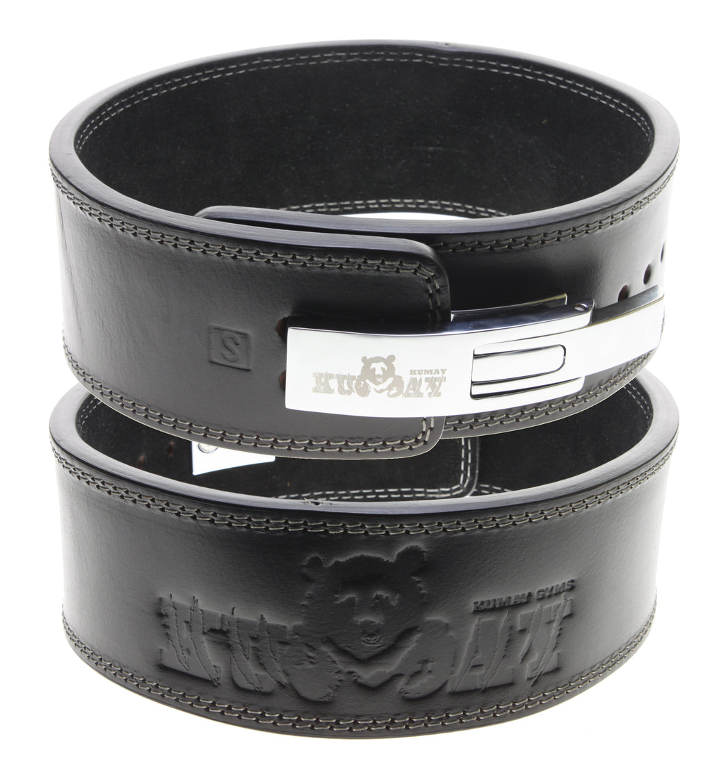 KUMAY 12mm Top-Grain Leather Lever Belt with Zinc Alloy Buckle