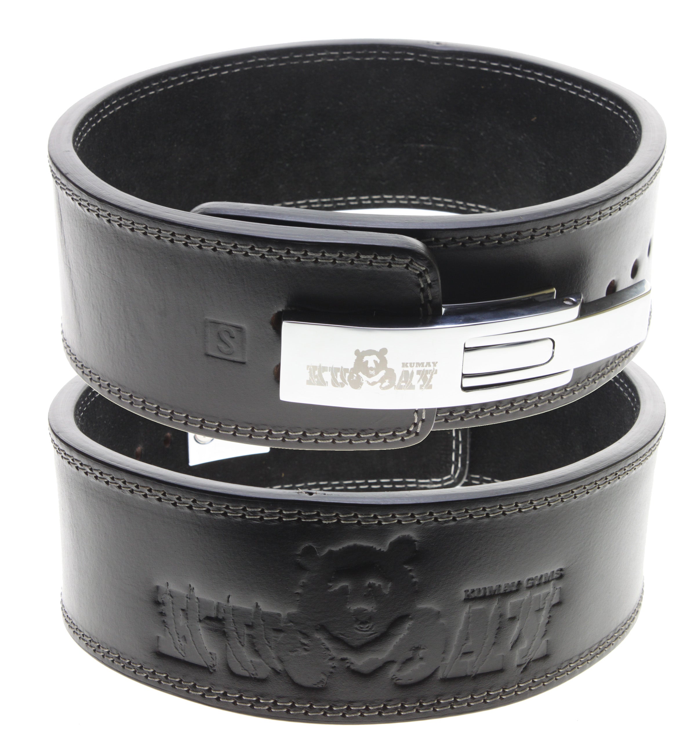 KUMAY 12mm Top-Grain Leather Lever Belt with Zinc Alloy Buckle