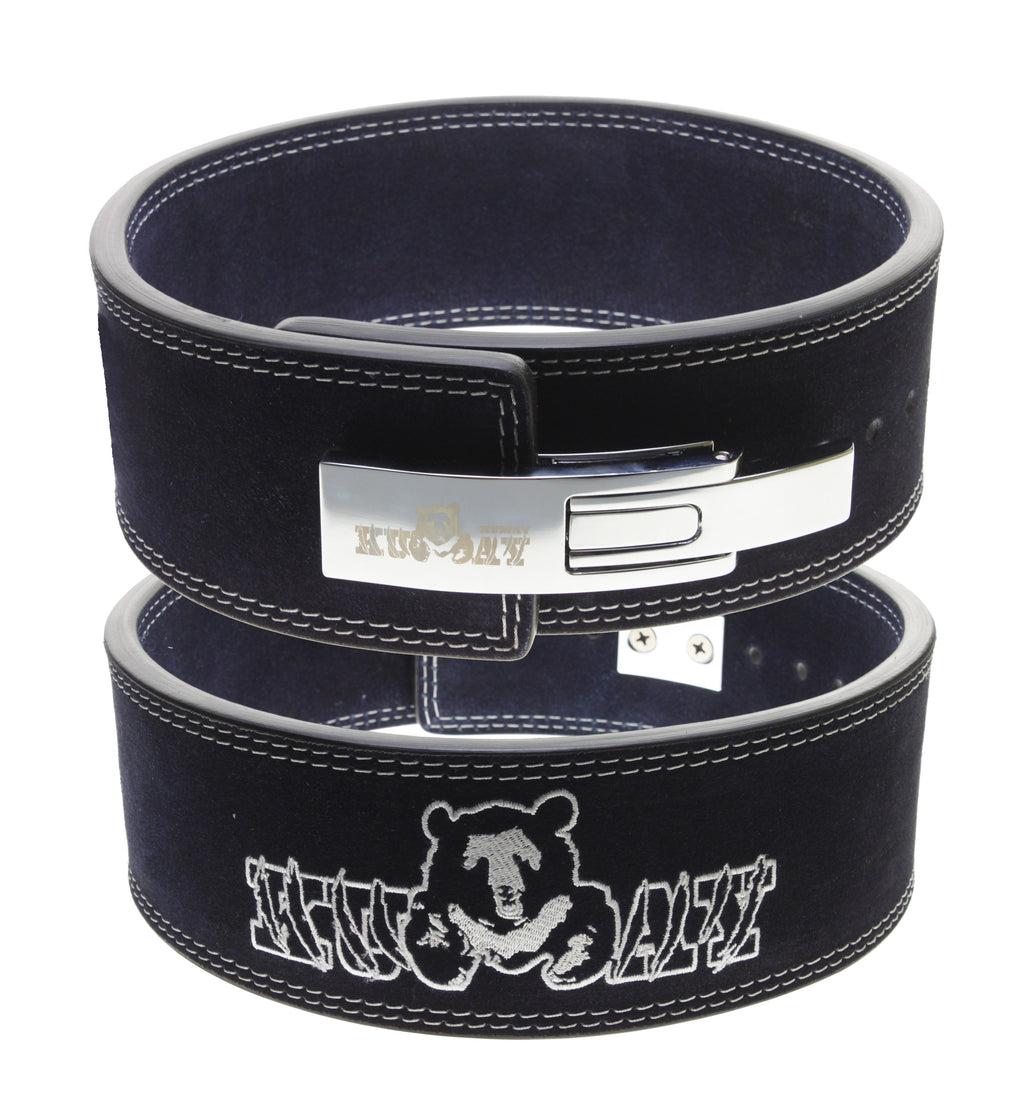 KUMAY 13mm Leather Lever Belt Zinc Alloy Buckle Navy Blue