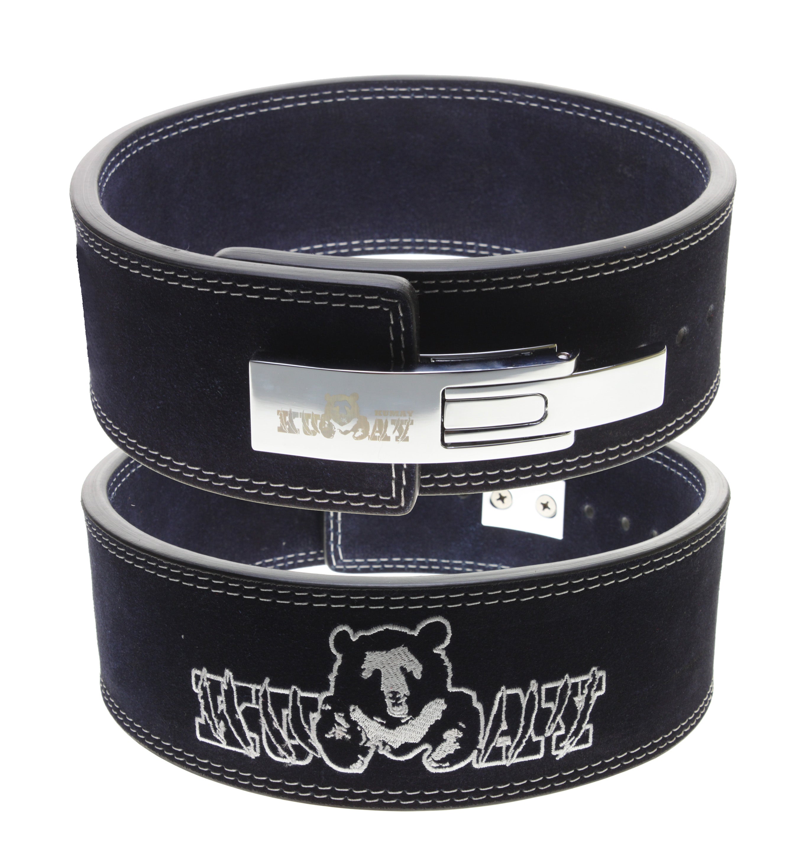KUMAY 13mm Leather Lever Belt Zinc Alloy Buckle Navy Blue