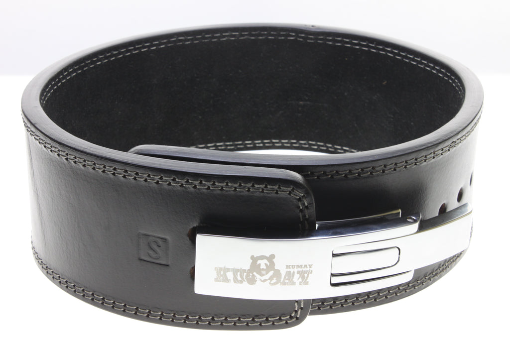 KUMAY 12mm Top-Grain Leather Lever Belt with Zinc Alloy Buckle