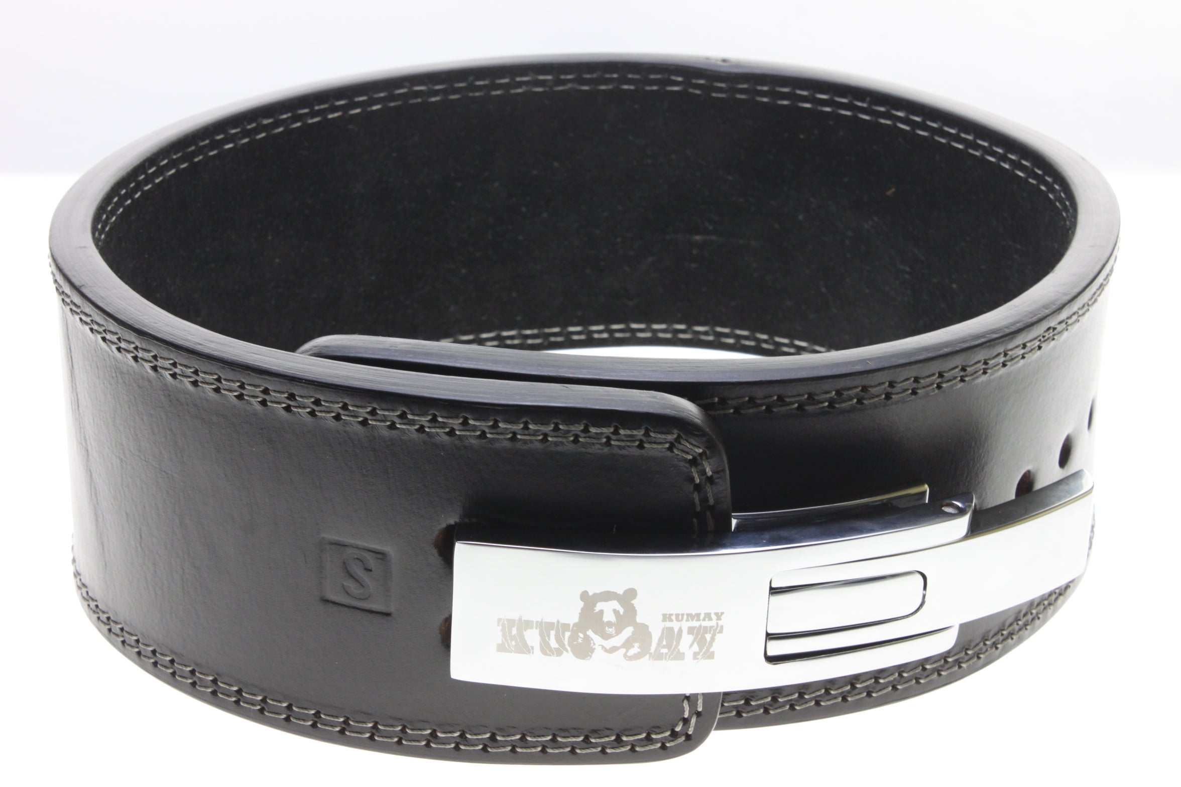 KUMAY 12mm Top-Grain Leather Lever Belt with Zinc Alloy Buckle