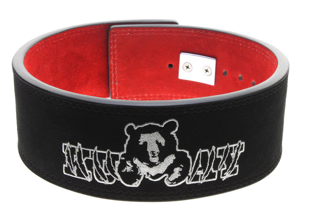 KUMAY 13mm Leather Lever Belt Zinc Alloy Buckle Black Red