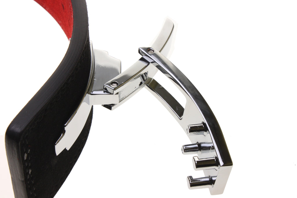 KUMAY 13mm Leather Lever Belt Zinc Alloy Buckle Black Red