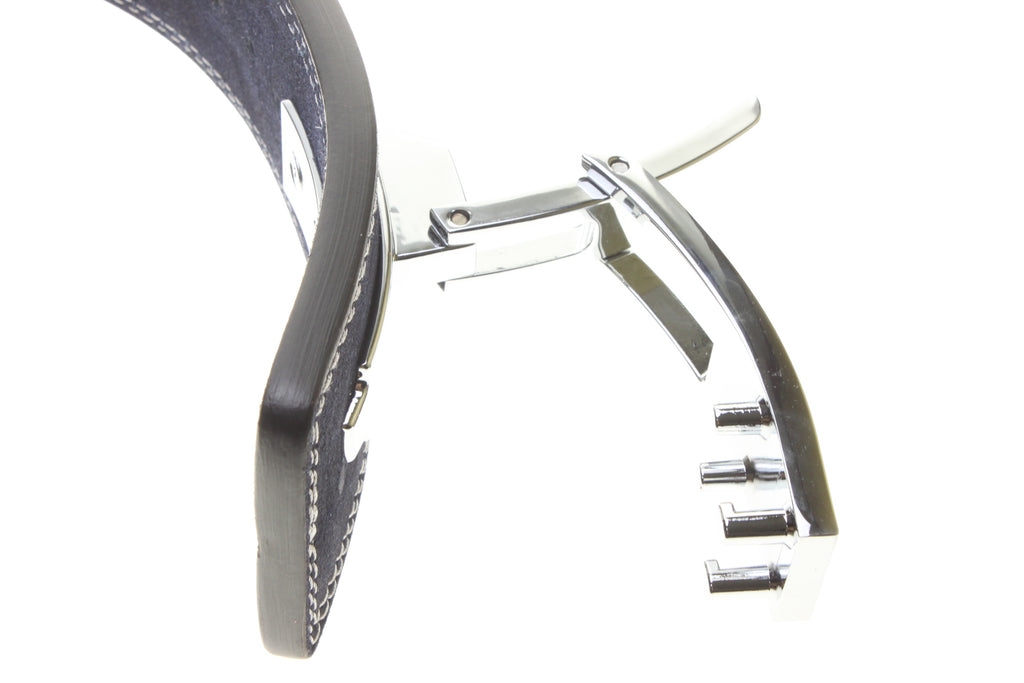 KUMAY 13mm Leather Lever Belt Zinc Alloy Buckle Navy Blue